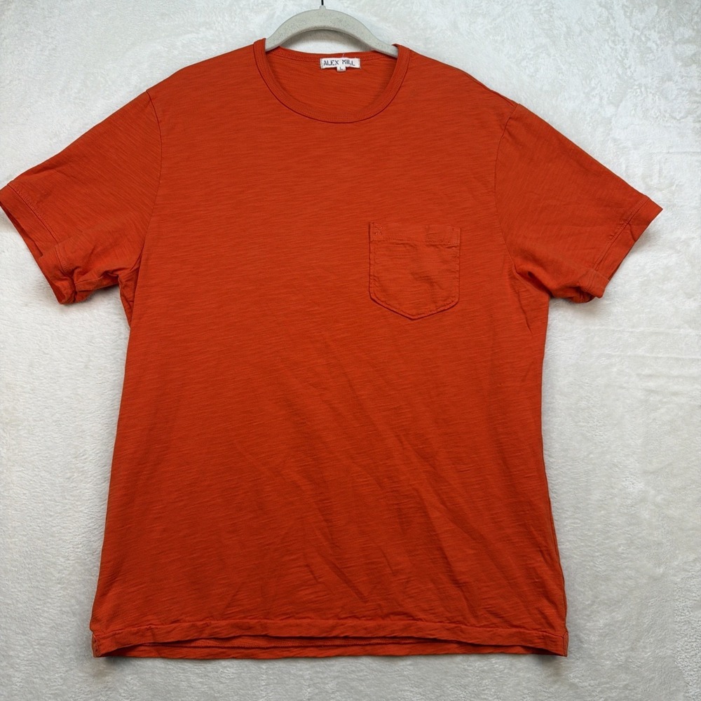Alex Mill‎ Pocket T Shirt Men's Large Orange Slub Cotton Crewneck USA Made